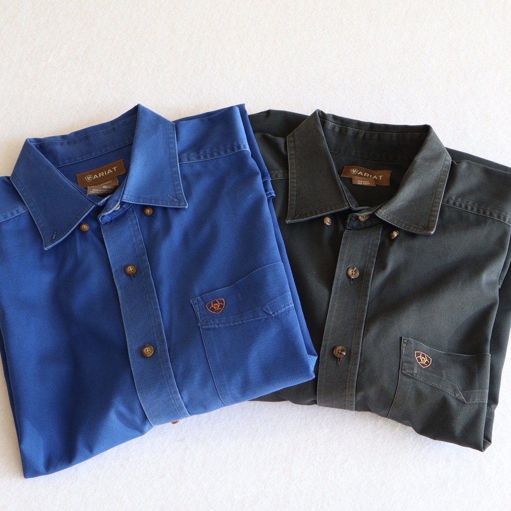 Ariat Short Sleeve Button Down Shirt Men's Large Western Workwear, Lot of 2